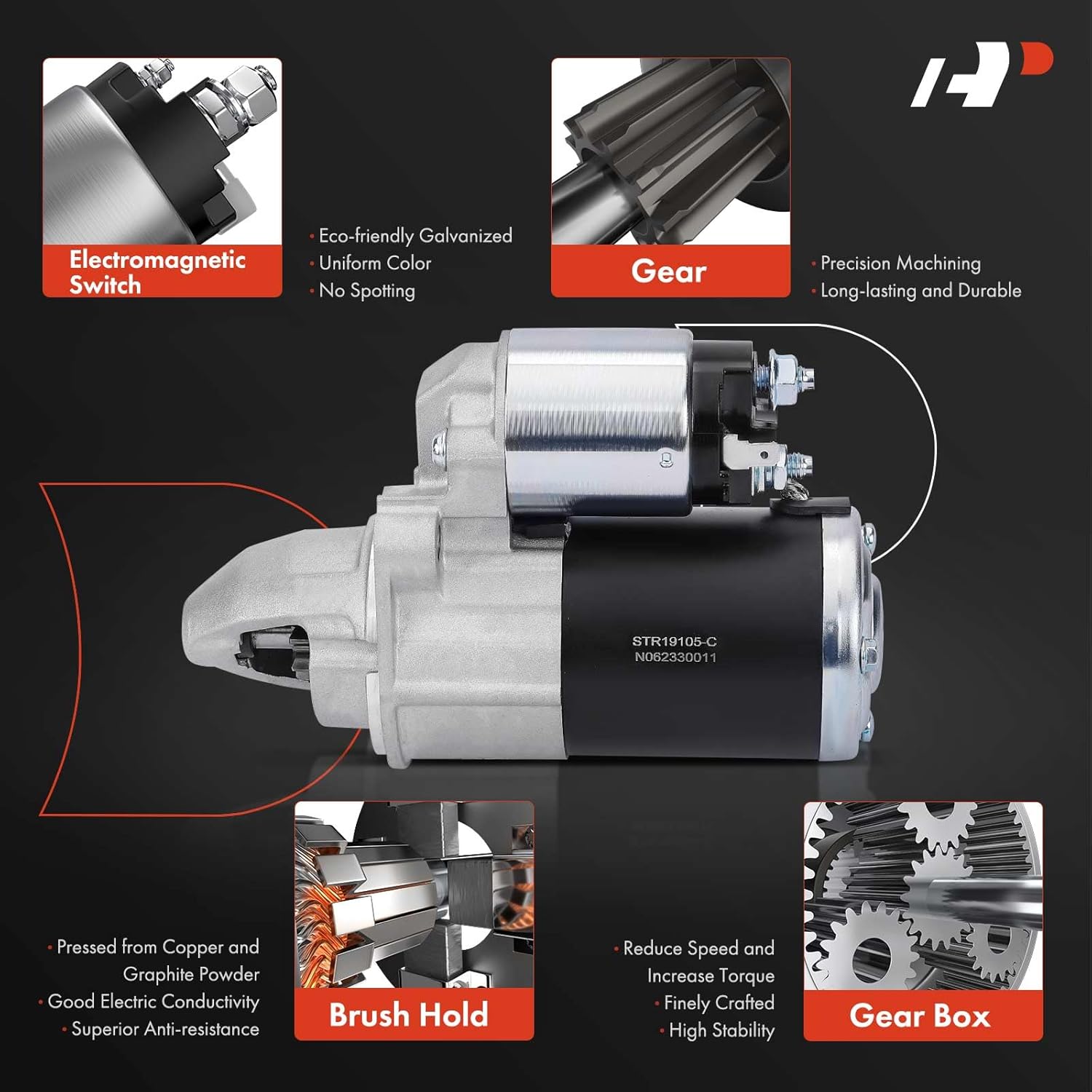 A-Premium Starter Motor Compatible with Mitsubishi Lancer 2008 2009 2010 2011, 2.0L, 12V 1.4kW 9-Teeth Clockwise, Replace# 1810A123, 91273460