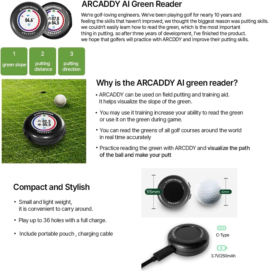 Digital Putting Green Reader Golf Putting Training Aid Golf Accessories Gift, 55mm*23mm, Black