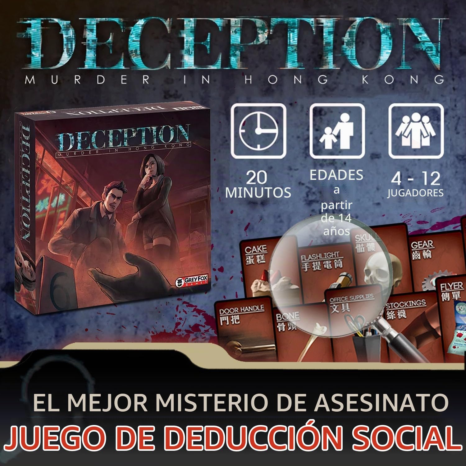 Grey Fox Games Deception Murder in Hong Kong - English