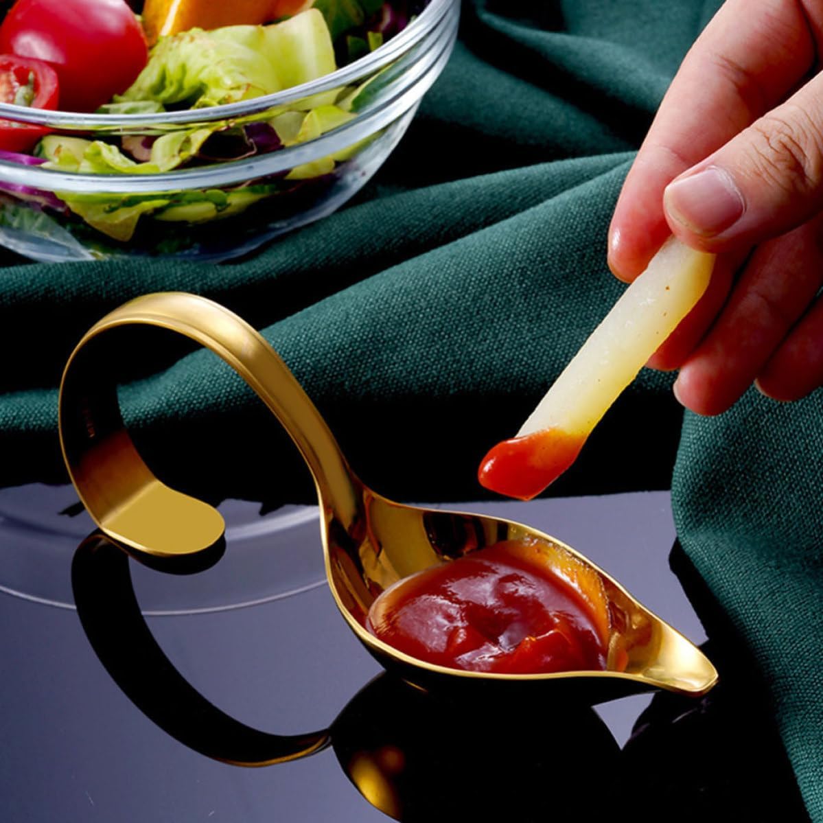 2pcs Stainless Steel Sauce Spoon with Pouring Spout for Serving