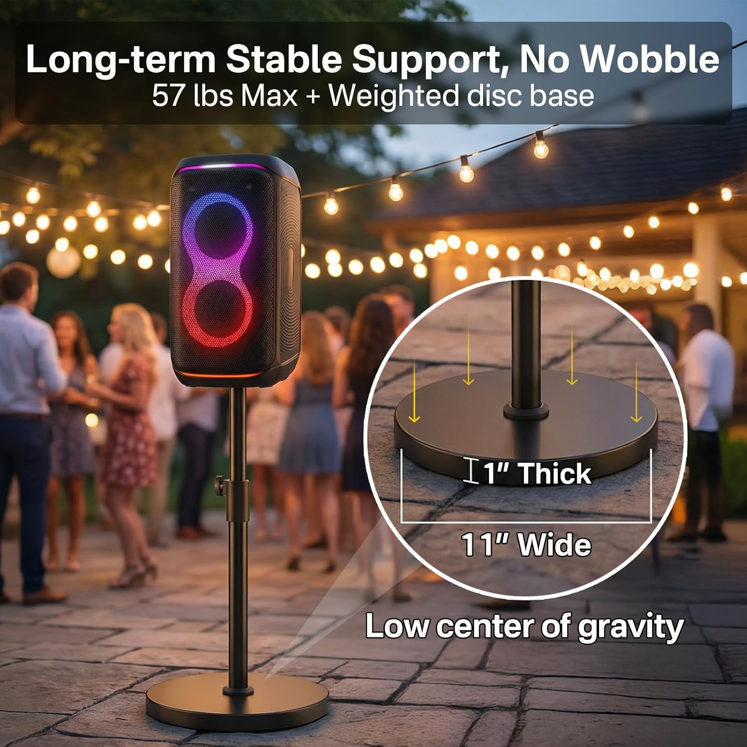 Floor Speaker Stand for JBL PartyBox 100/110/120 Stand, Adjustable Height 24.4"-32.3", Heavy Duty Surround Speaker Stands for JBL PartyBox Stand with Reinforced Base, Supports Up to 57 Lbs, 1 Pack