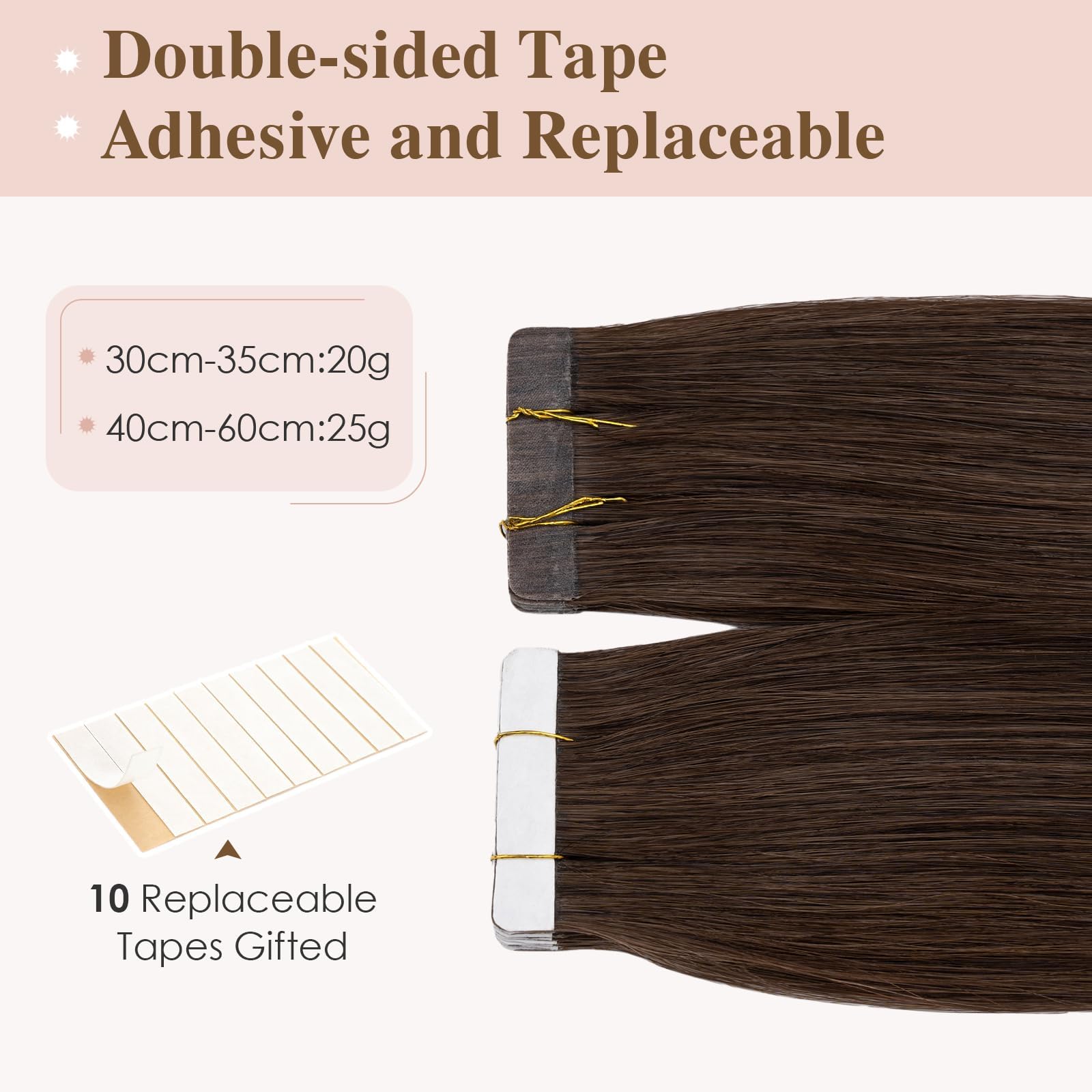 TESS Tape in Hair Extensions Human Hair 10 PCS #04 Medium Brown - 16 Inch Seamless Invisible Real Hair Extension Straight 25g - Image 4