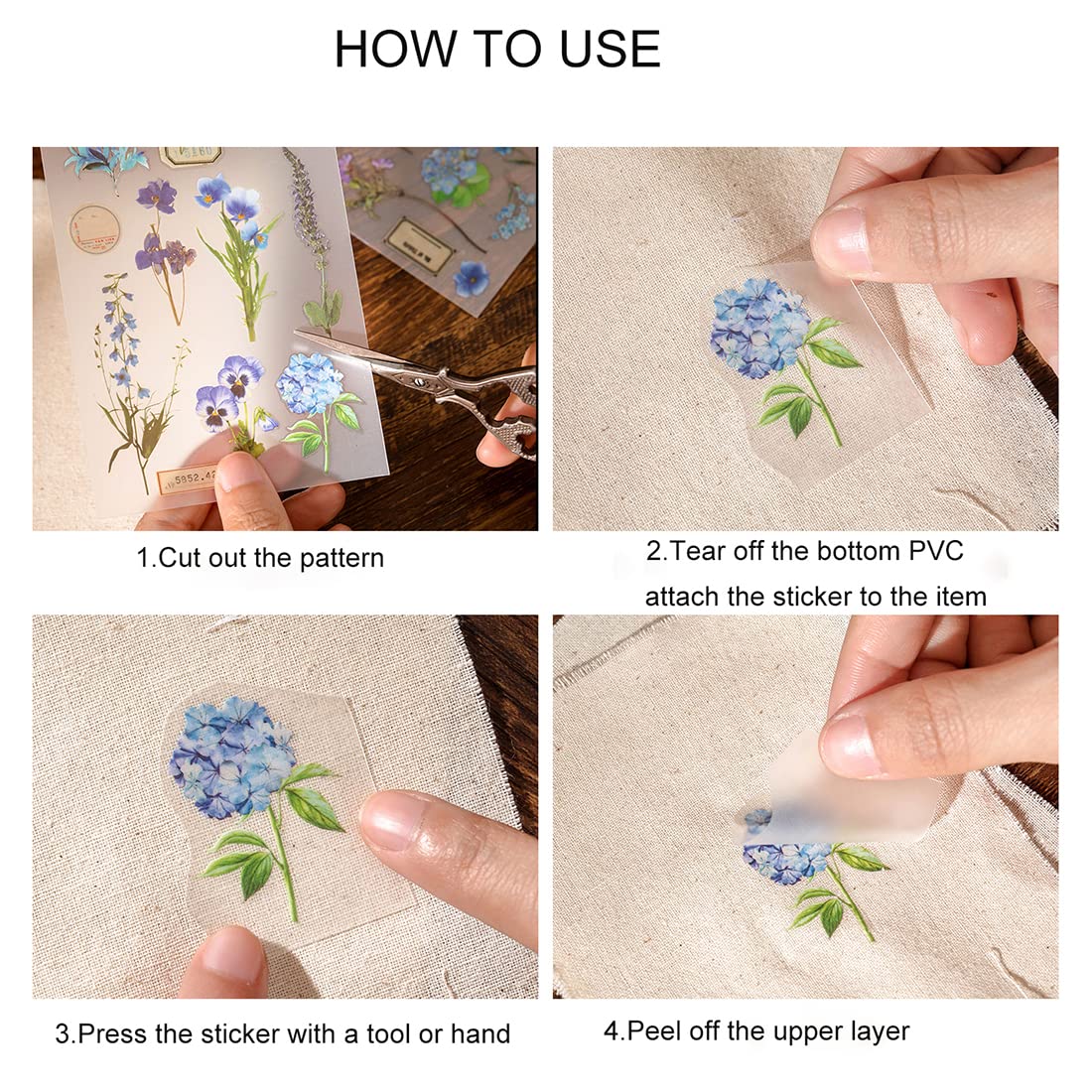 2 Sheets Vintage Rub On Transfer Flower Leaves Stickers 2...