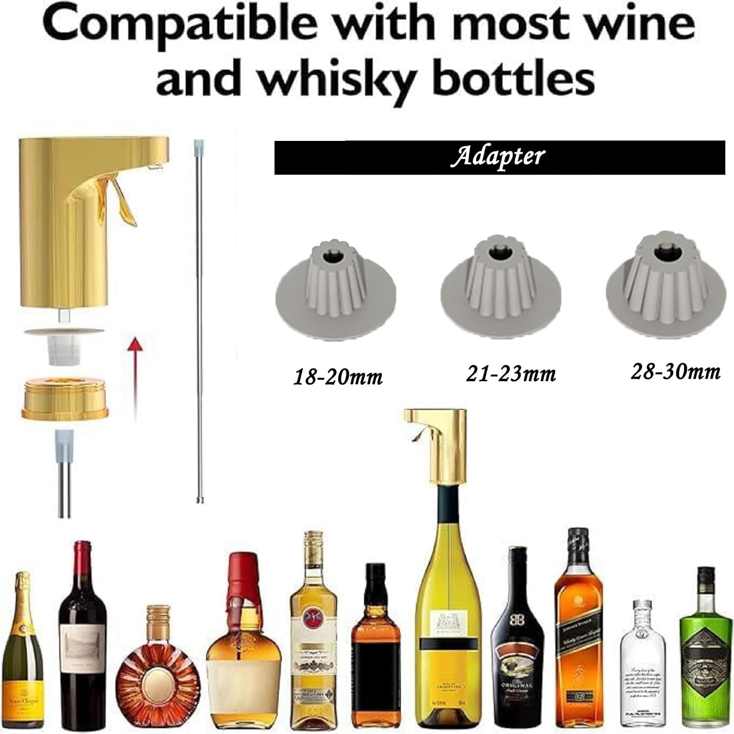 Sipvault – Distributeur de boissons alcoolisées, distributeur intelligent Sipvault, distributeur intelligent d'alcool, décanteur de vin électrique, bec verseur, quantité réglable (noir)