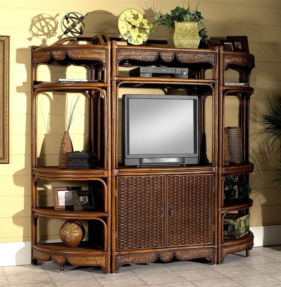 Moroccan Rattan Entertainment Center , Brown