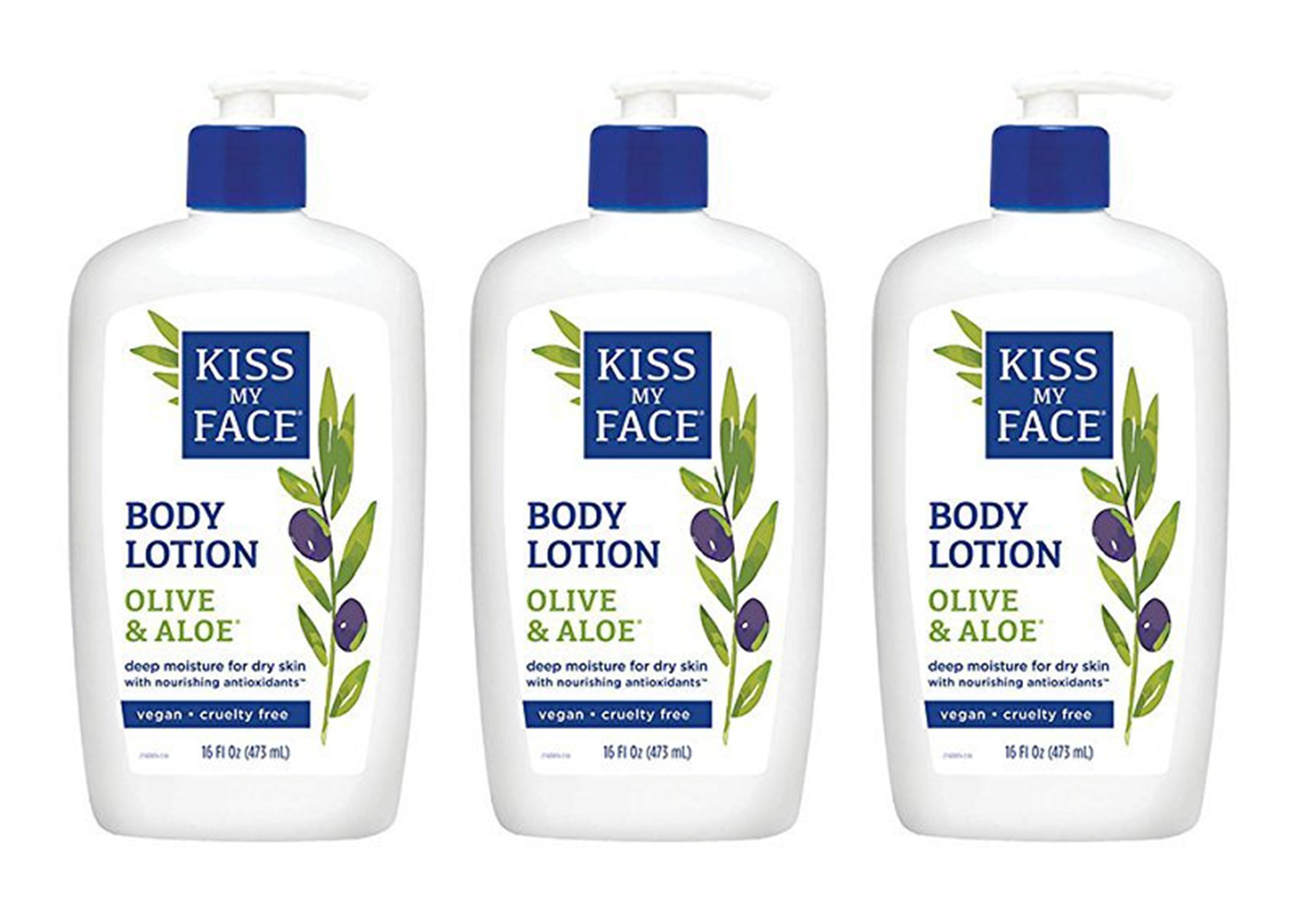 Kiss My Face Olive & Aloe Moisturizing Body Lotion, 16-Ounce Bottles (pack of 3)