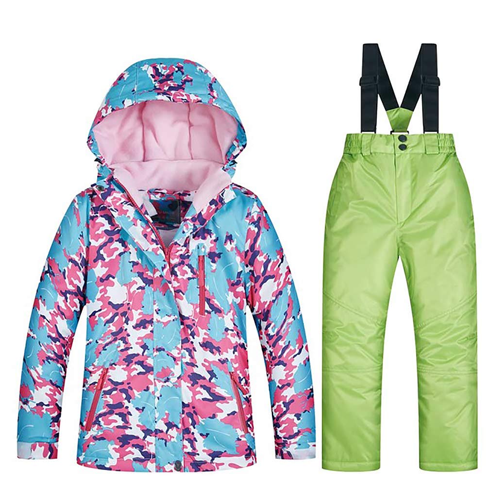 Girls/Boys Snowsuits Hooded Insulated Windproof Winer Coats Ski Jacket Snow Pants Set