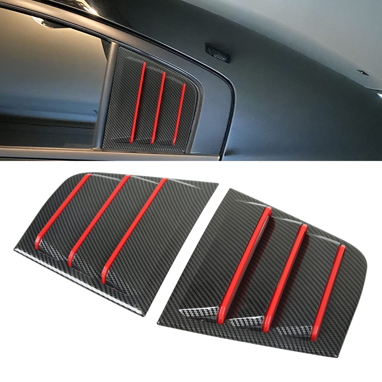 Oreq 1 Pair Rear Side Window Louvers Air Vent Scoop Shades Cover Blinds Replacement for Dodge 2015‑2022, Black Side Window Louvers Trim Air Vent Cover(Carbon Fiber)