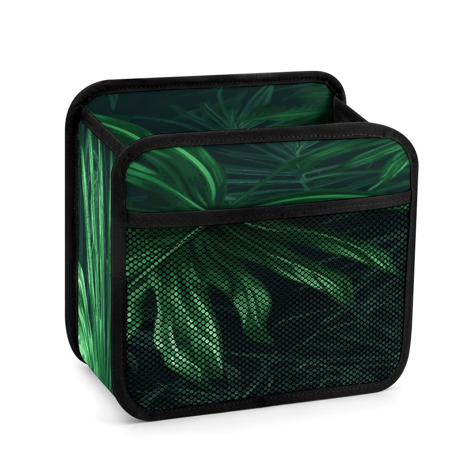 Btcowzrv Style Green Tropical Jungle Plant Car Seat Back Organizer, Pu Leather Hanging Backseat Car Organizer With Elastic Mesh Pocket, Storage Bag For Most Vehicles