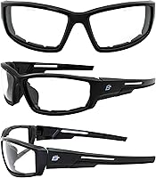 Vista 8 de Birdz Gafas de sol Swoop antiniebla acolchadas para motocicleta, marco negro con lente amarilla