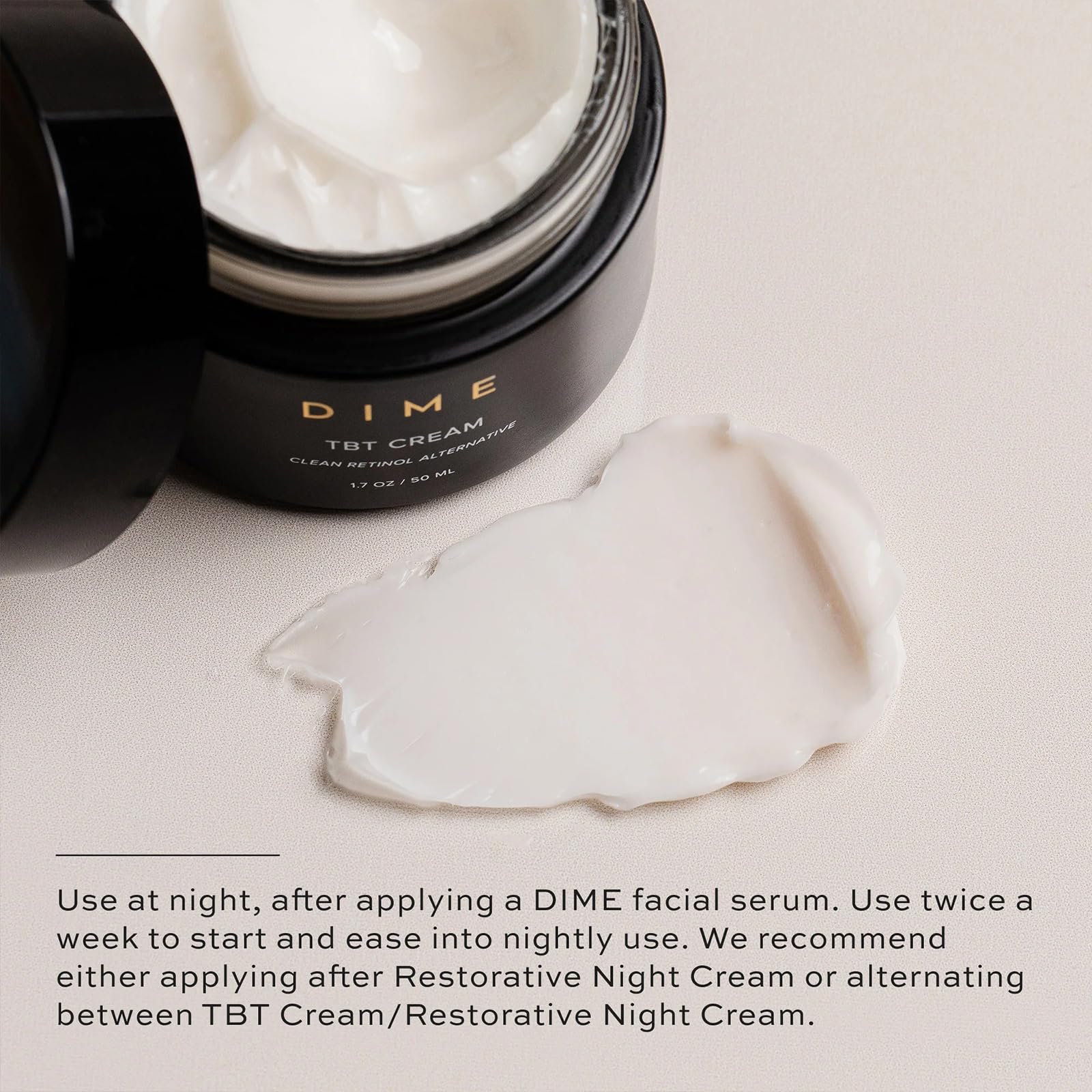 DIME Beauty TBT Cream - Gentle Antiwrinkle Cream for Women with Bakuchiol for Face Wrinkles - Anti-Aging Face Moisturizer and Forehead Wrinkle Cream for Smoother Younger Looking Skin 1.7 oz / 50ml