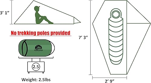 Miniatura 4 de Tienda de campaña de bastón de senderismo para 1 persona y 2 personas para mochileros, tienda de campaña ultraligera para mochileros, tienda de