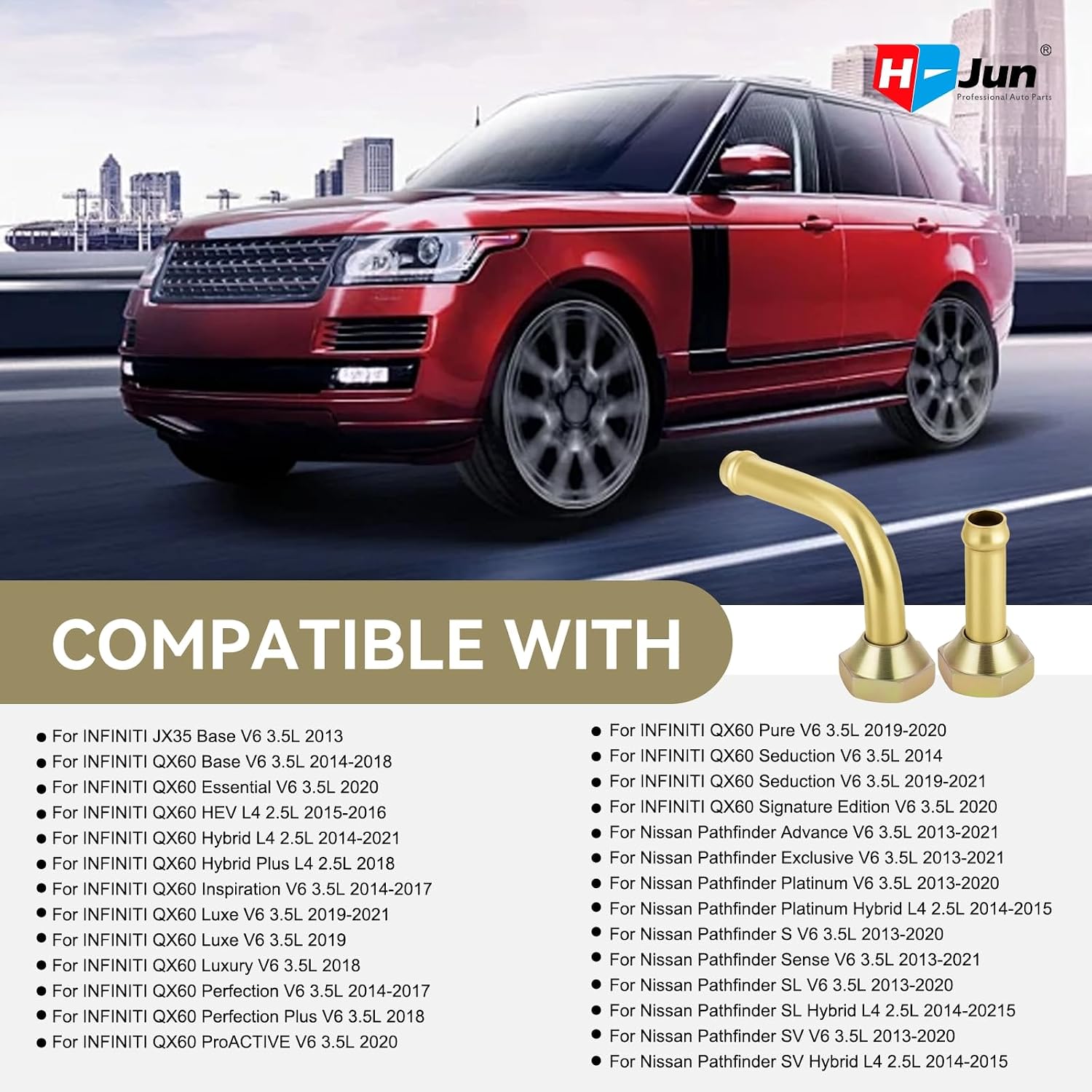 Transmission Cooler Line Connector, Transmission Oil Tube Adapter Fitting Replacement for 2013-2021 INFINITI JX35 QX60, Nissan Pathfinder 3.5L V6, 2.5L L4 Hybrid