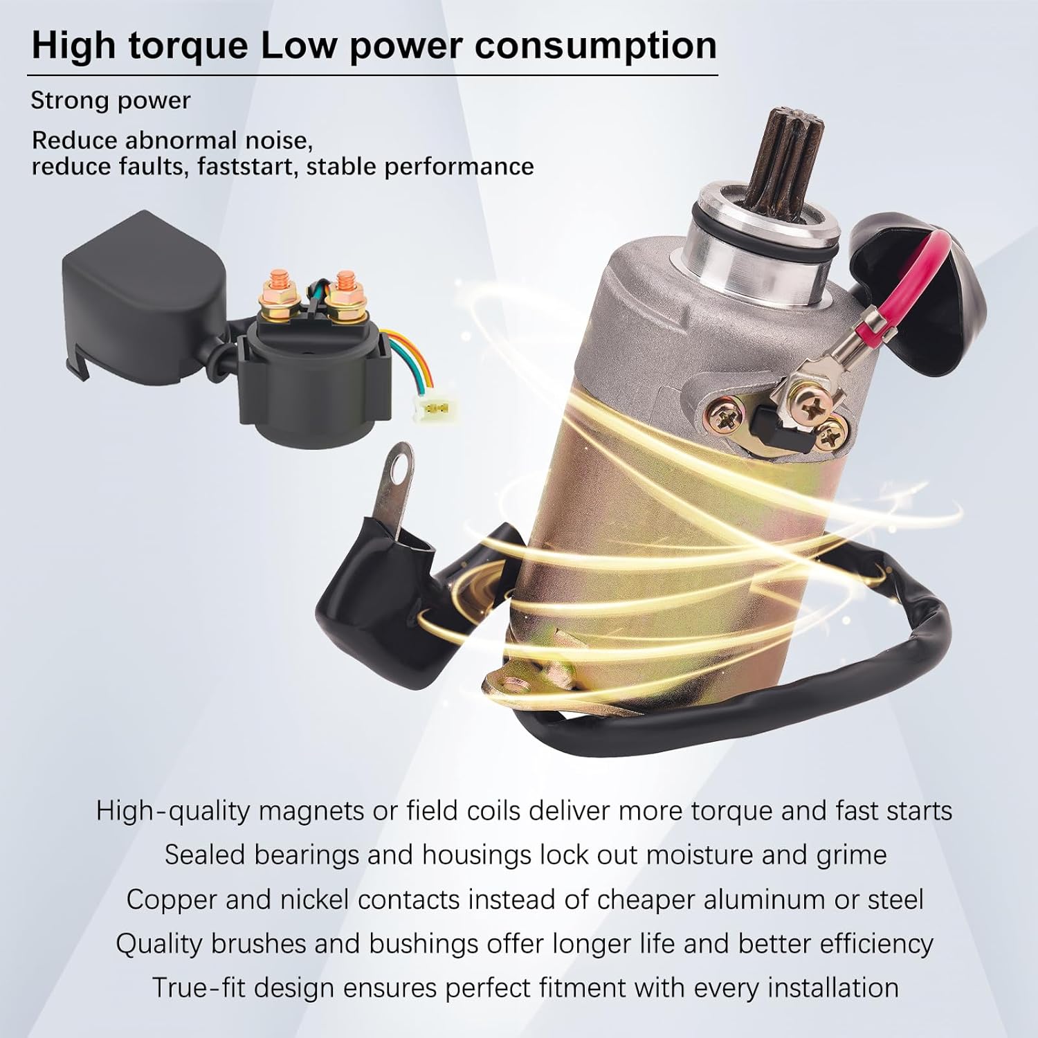 Starter Motor and Starter Solenoid Relay for 4-Stroke GY6 Engine 50cc 150cc 200cc 250cc Go Karts ATV Scooter Dirt Bikes 4 Wheelers TAOTAO Baja Moped Coolster Baja Jonway Roketa