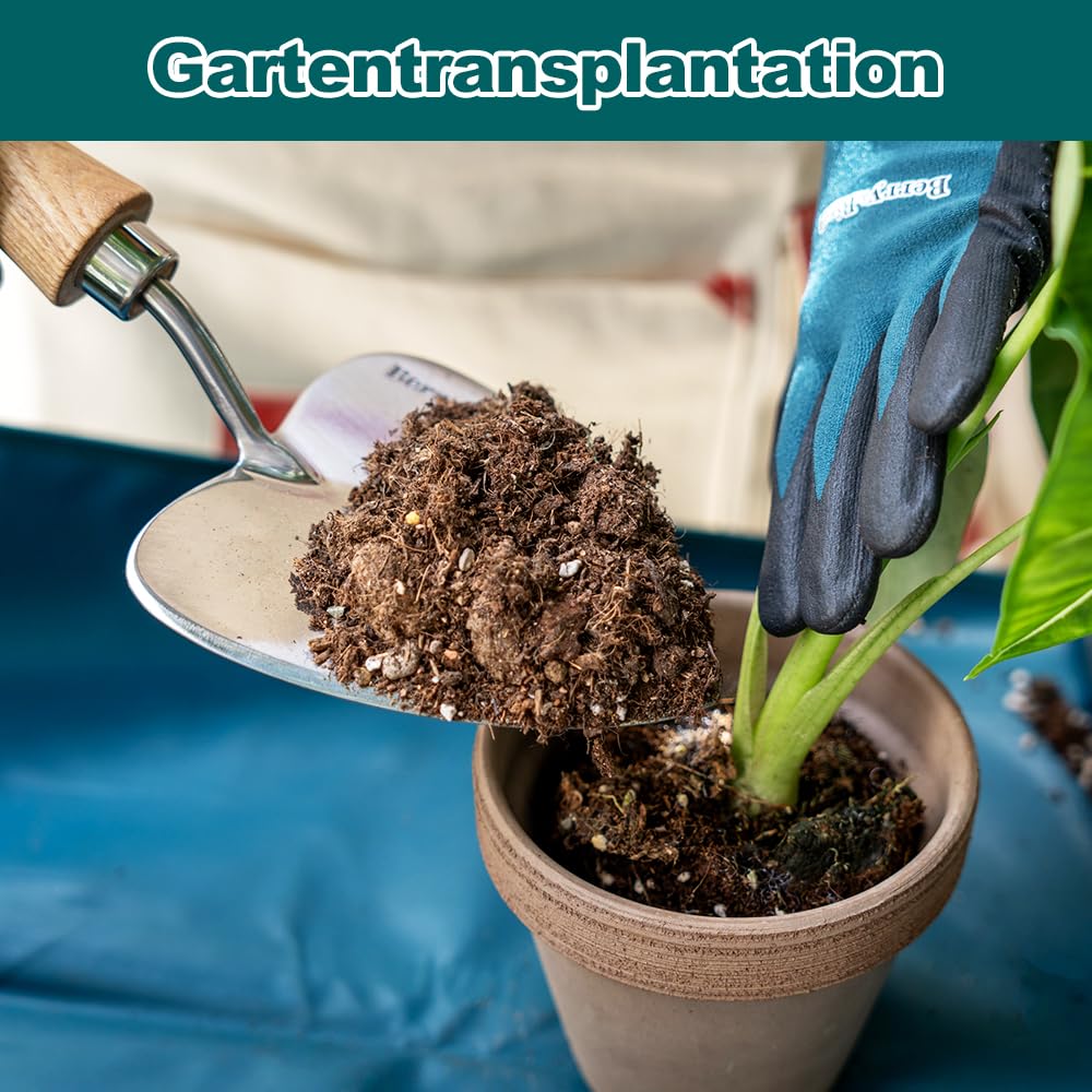 Berry&Bird Truelle de jardin surdimensionnée avec lame tranchante, pelle à main en bois, truelle en acier inoxydable, outil de jardin pour racines, plantation, creuser, transplanter et couper