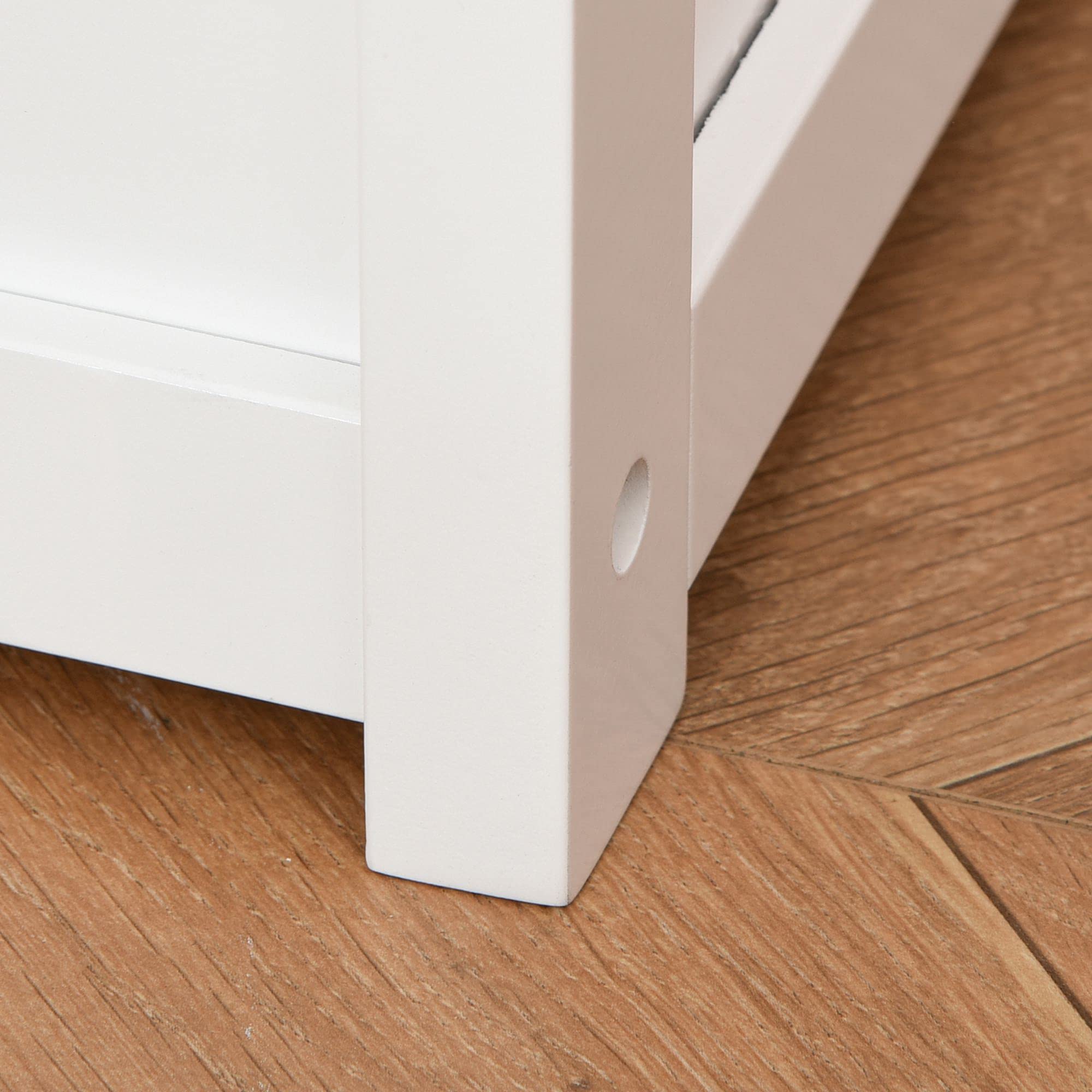 HOMCOM Cassapanca per Bambini 2 in 1 in Legno con Pistone per Chiusura Sicura, 60x30x50cm Bianco e Legno Naturale