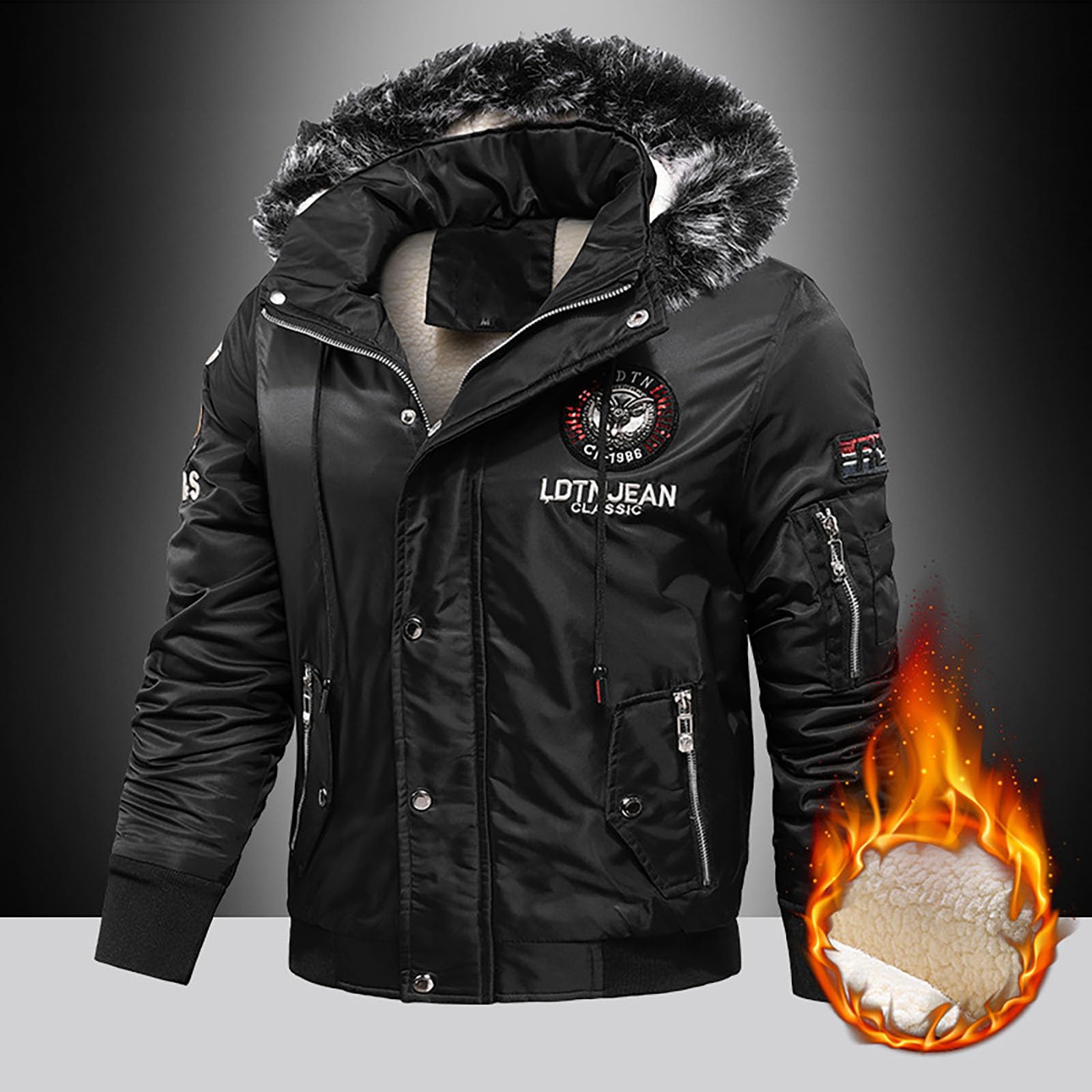 Generisch Zwangsjacke FüR MäNner Herren Winter Winddichte Casual Modische Warme Slim Fit Daunenjacke mit Kapuze