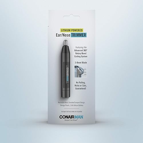Miniatura 6 de Conair Cortadora de pelo de oreja y nariz para hombre recortadora inalámbrica de litio con hoja de 3 biseles