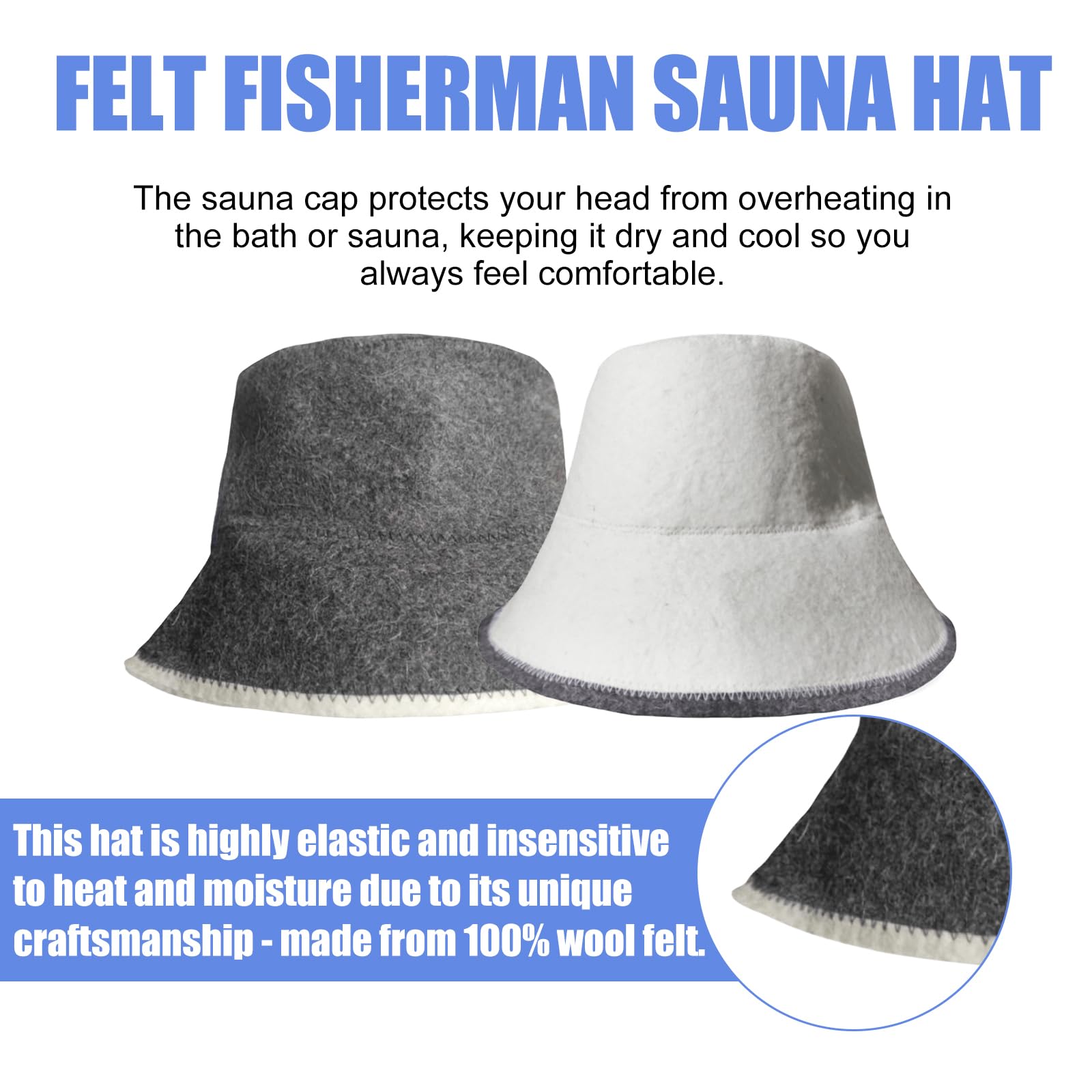 Saunahut Aus Wollfilz: 2 Stück Filz-Badehut Saunahut, wasserabsorbierender Filz-Saunahut, Sauna Kappe Unisex, Sauna Filzhut Atmungsaktiv, Saunahüte für längere Sauna, Badehaus