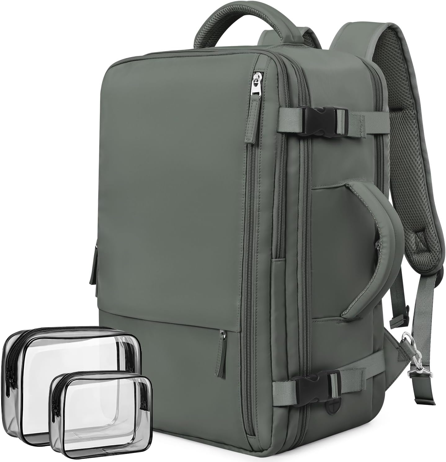 Rinlist Travel Backpack For Women Men Flight Approved, Carry-on Backpack Bag Luggage, Personal Item Backpack Bag, Laptop Backpack Casual Daypack, Travel Essentials Must Haves, Olive-green