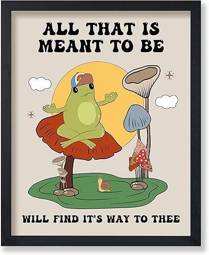 Miniatura 78 de Poster Master Póster con texto en inglés «You Are Exactly Where You Need To Be», impresión retro de rana, arte musical, arte de hongos, arte de cita