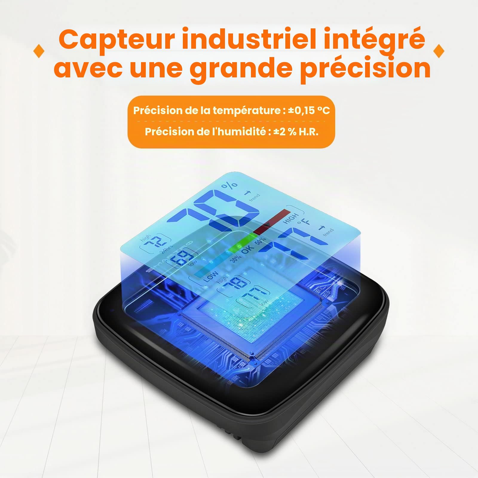 SMARTRO SC42 Hygromètre numérique professionnel pour intérieur avec jauge d'humidité ambiante et calibrage de précision professionnel
