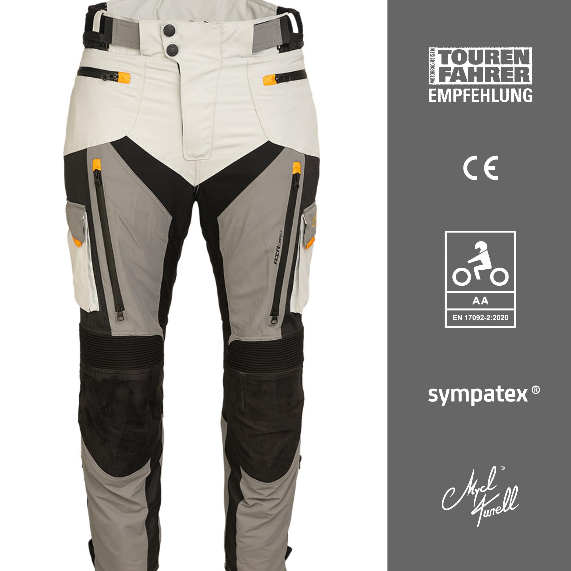 TransAlpin HighPro 2in1 - Motorradhose Herren mit Protektoren (herausnehmbar) - CE AA Sympatex wasserdicht - All Season Motorrad Hose Herren - Stylish & Sicher