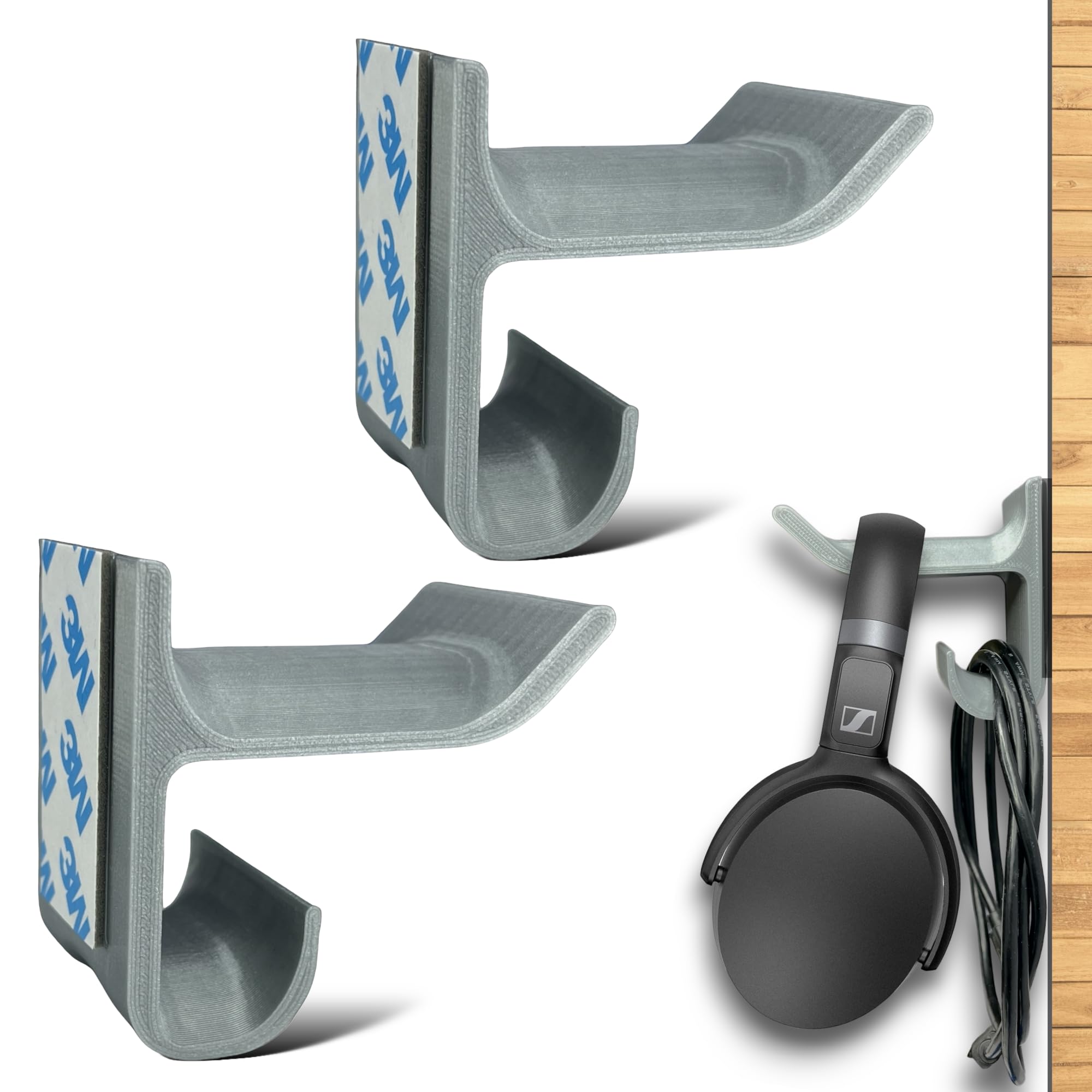 Sponsored Ad - SRS® Headphone Stand for Table & Wall with Cable Organizer | Stick-On Adhesive | Superior-Grade ABS | Includes Surface Cleaning Wipes for Easy Setup & Organization (Pack of 2, Silver)