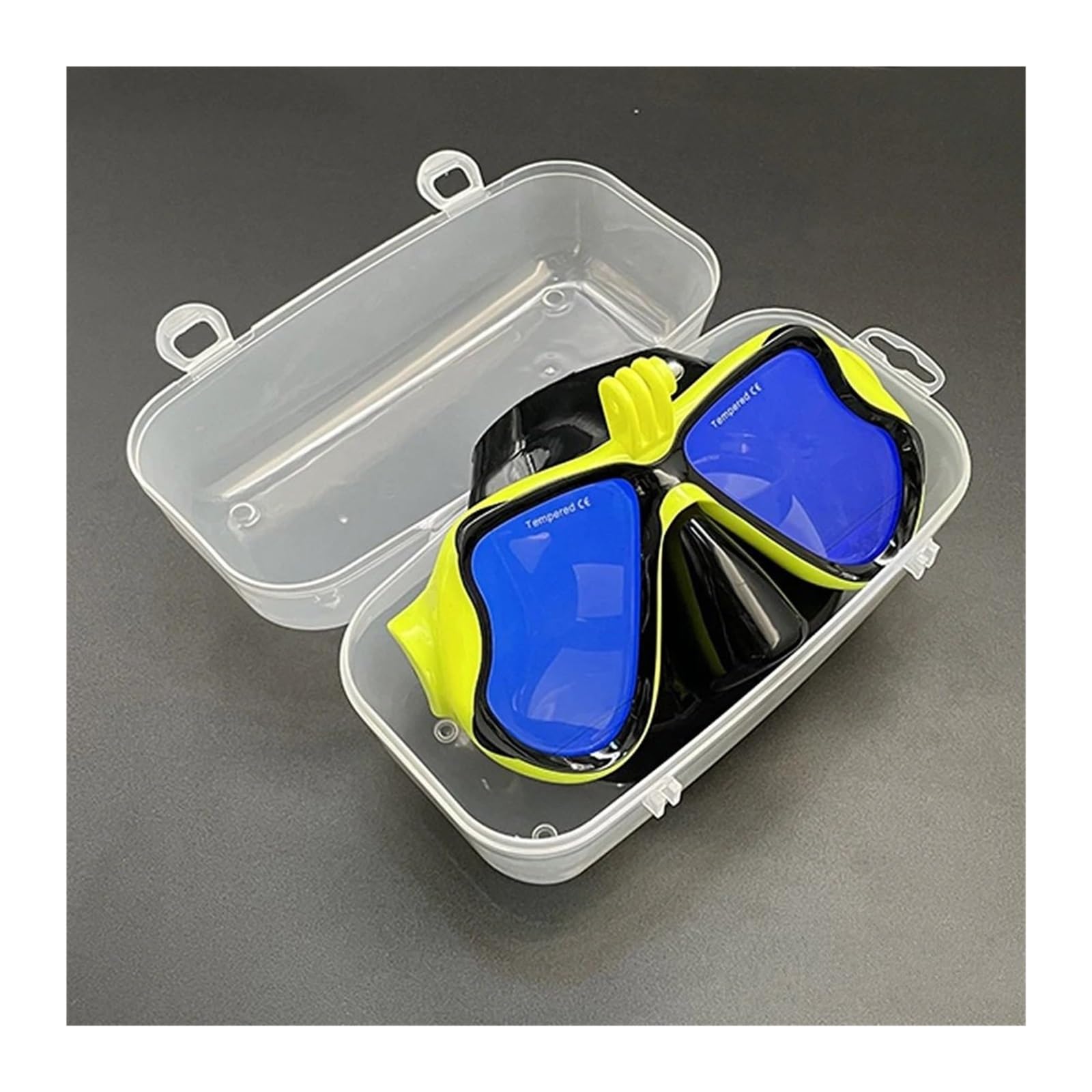Kit de de Buceo Cómoda máscara de natación de Silicona con Espejo y Soporte para cámara para Gafas de Buceo GoPro para Adultos Máscara de Snorkel(Yellow 2)