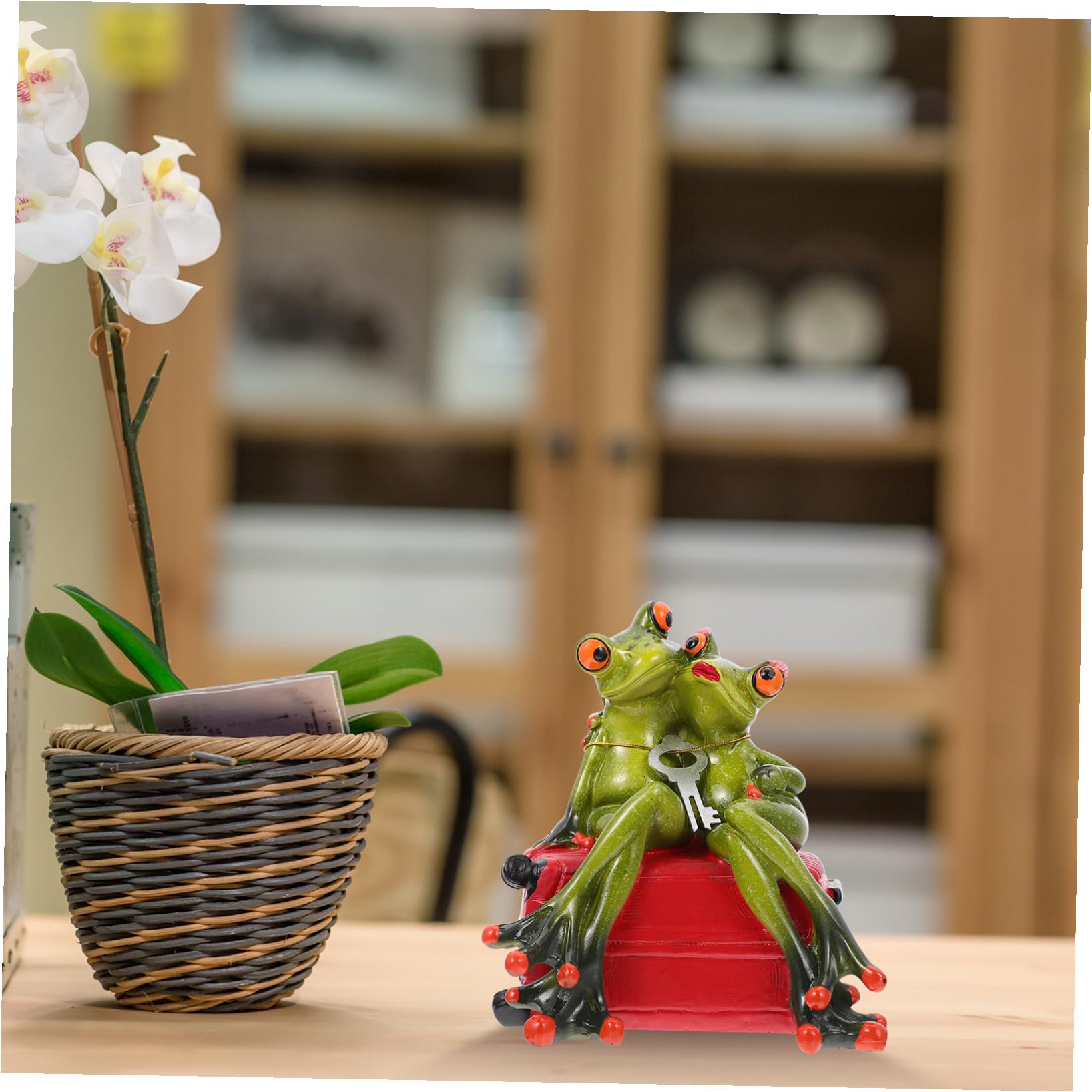 Kreative Spardose Frosch Deko aus Kunstharz, Große Münzbox