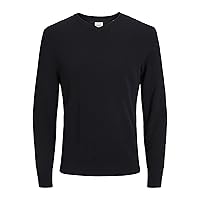 JACK & JONES Jjebasic Knit V-Neck Noos Felpa, Nero Black