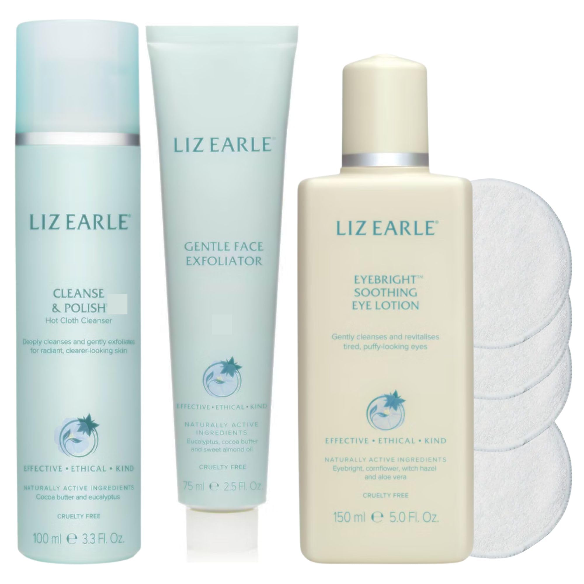 Skincare LizEarle Trio Essential Set - Cleanse, Exfoliate & Soothe, 100ml + 75ml + 150ml = 325ml