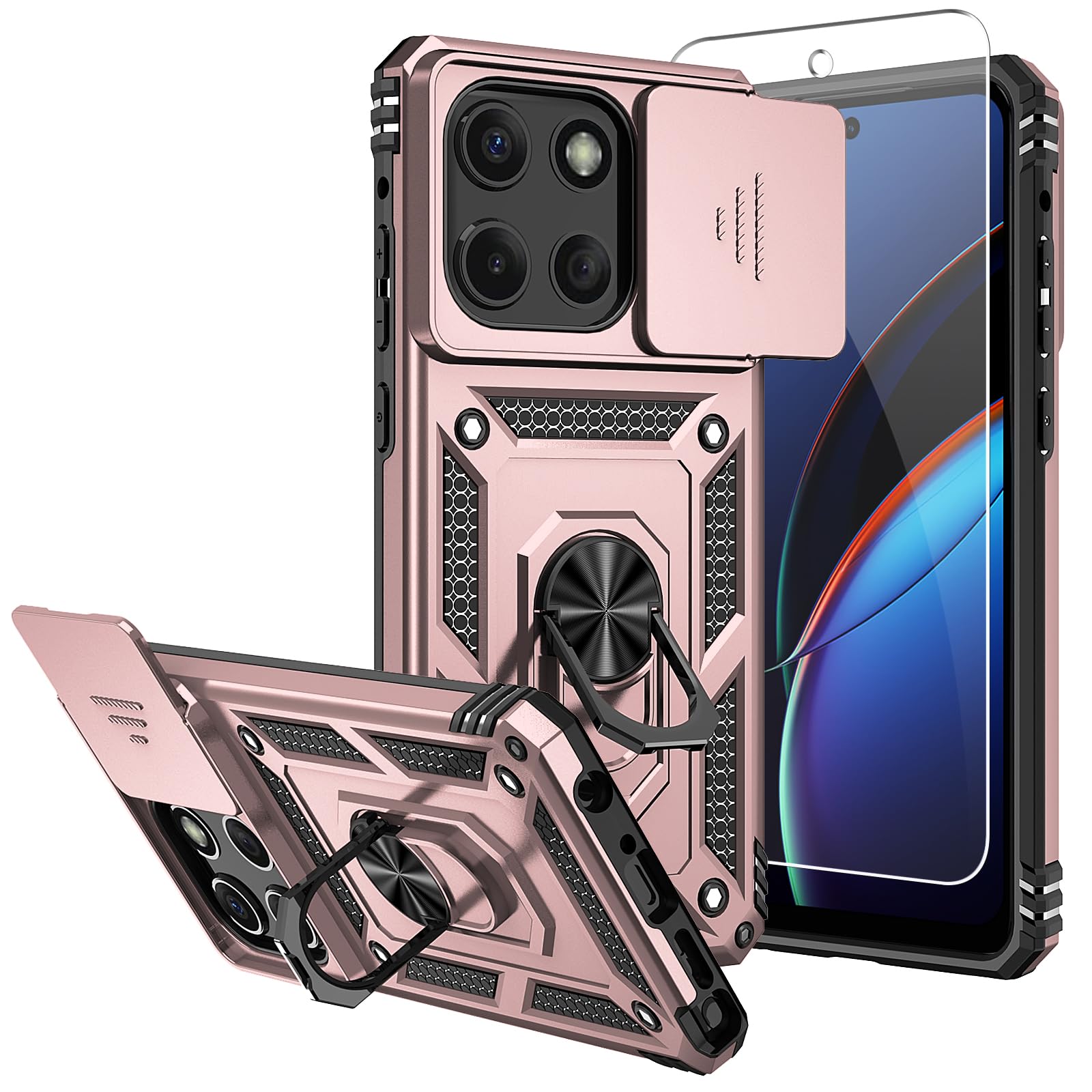 SMKY for Moto G Stylus 5G 2025 Case,with Screen Protectors and Camera Cover,16ft.Drop Tested Cover with Magnetic Kickstand Protective Case for Moto G