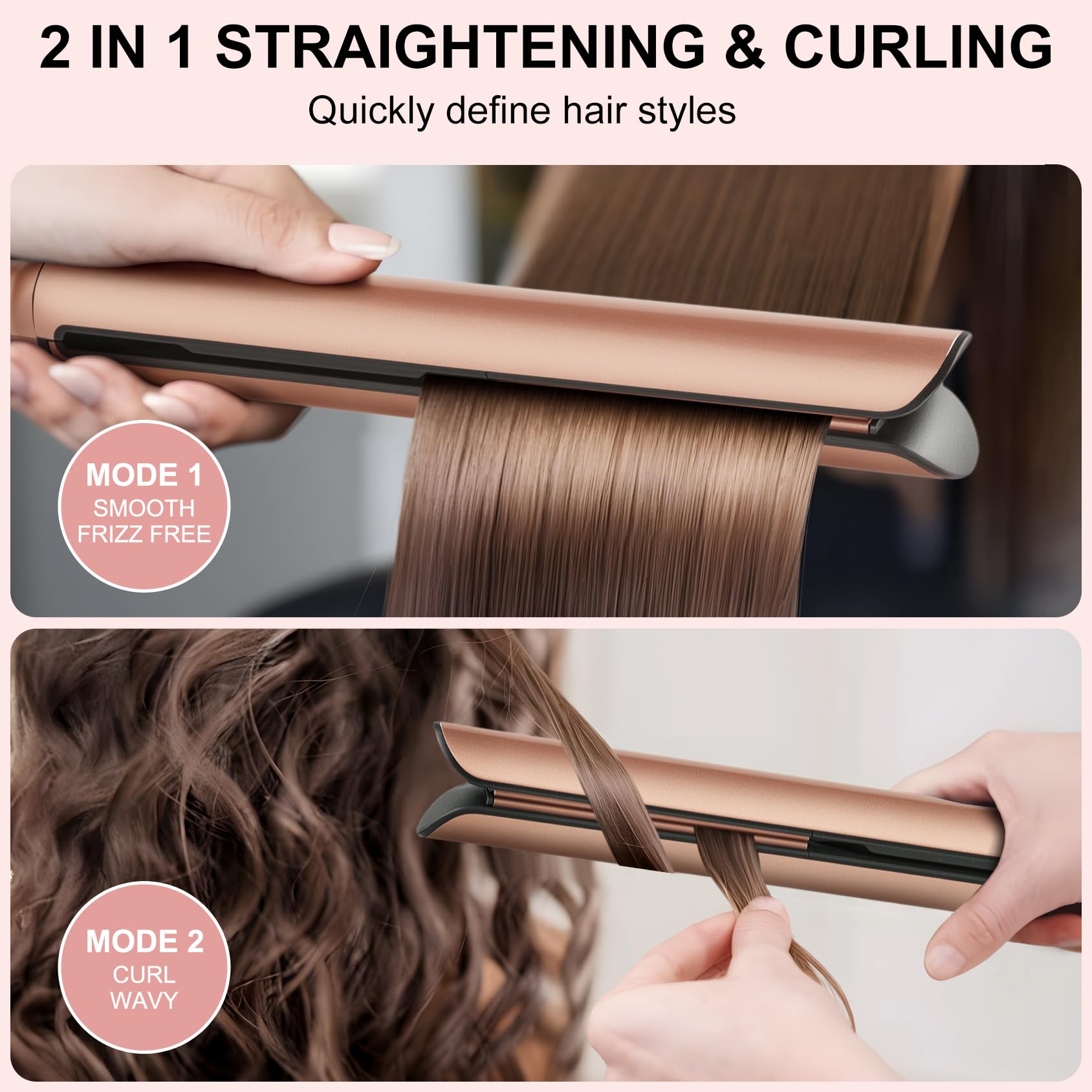 Mini plancha plana, mini plancha de pelo de cerámica para cabello corto, rizos y flequillo, planchas planas pequeñas de doble voltaje para viajes, más brillante y suave 5