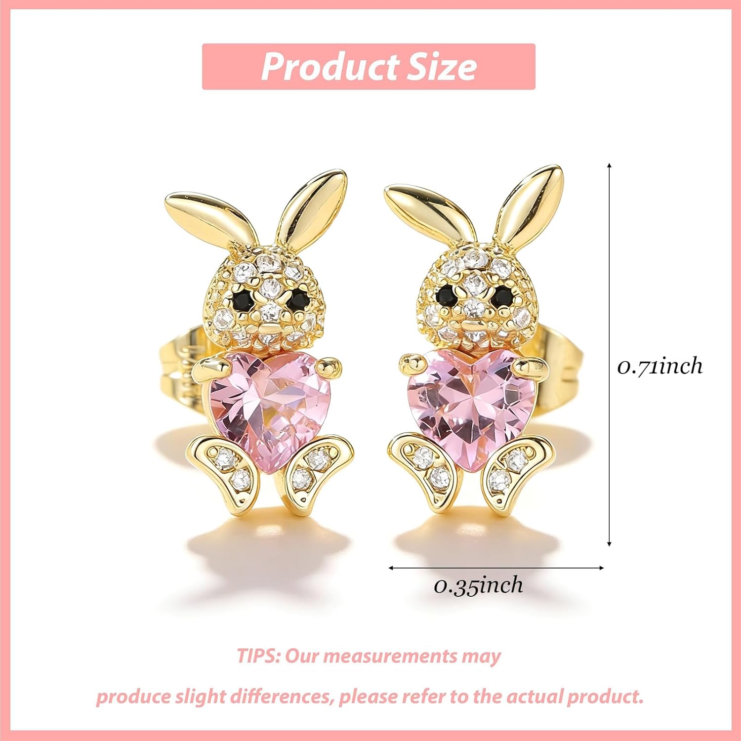 Harry and Henry Easter Earrings for Women Sparkly Rhinestone Pink Bunny Rabbit Spring Holiday Fashion Jewelry Gifts - Image 6