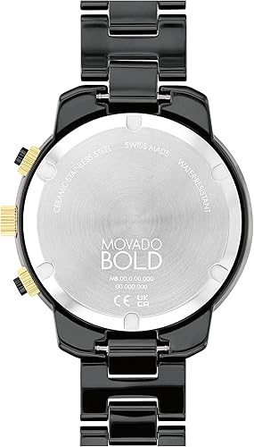 Miniatura 3 de Movado Bold Verso Chronograph Watch for Women - Ceramic Link Bracelet - 5 ATM Water Resistance - Luxury Fashion Timepiece for Her - 39mm
