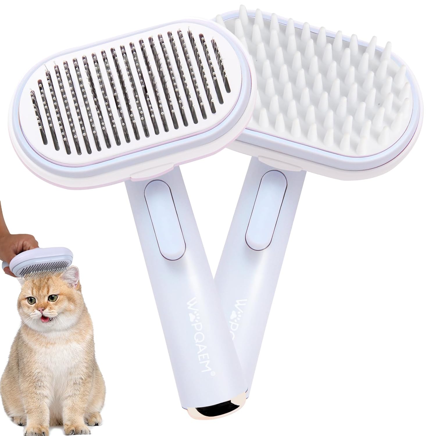 Cat Brush for Shedding Long or Short Haired Cats, Cat Brushes for Indoor Cats, Self Cleaning Slicker Brush for Large Medium Small Dogs,…