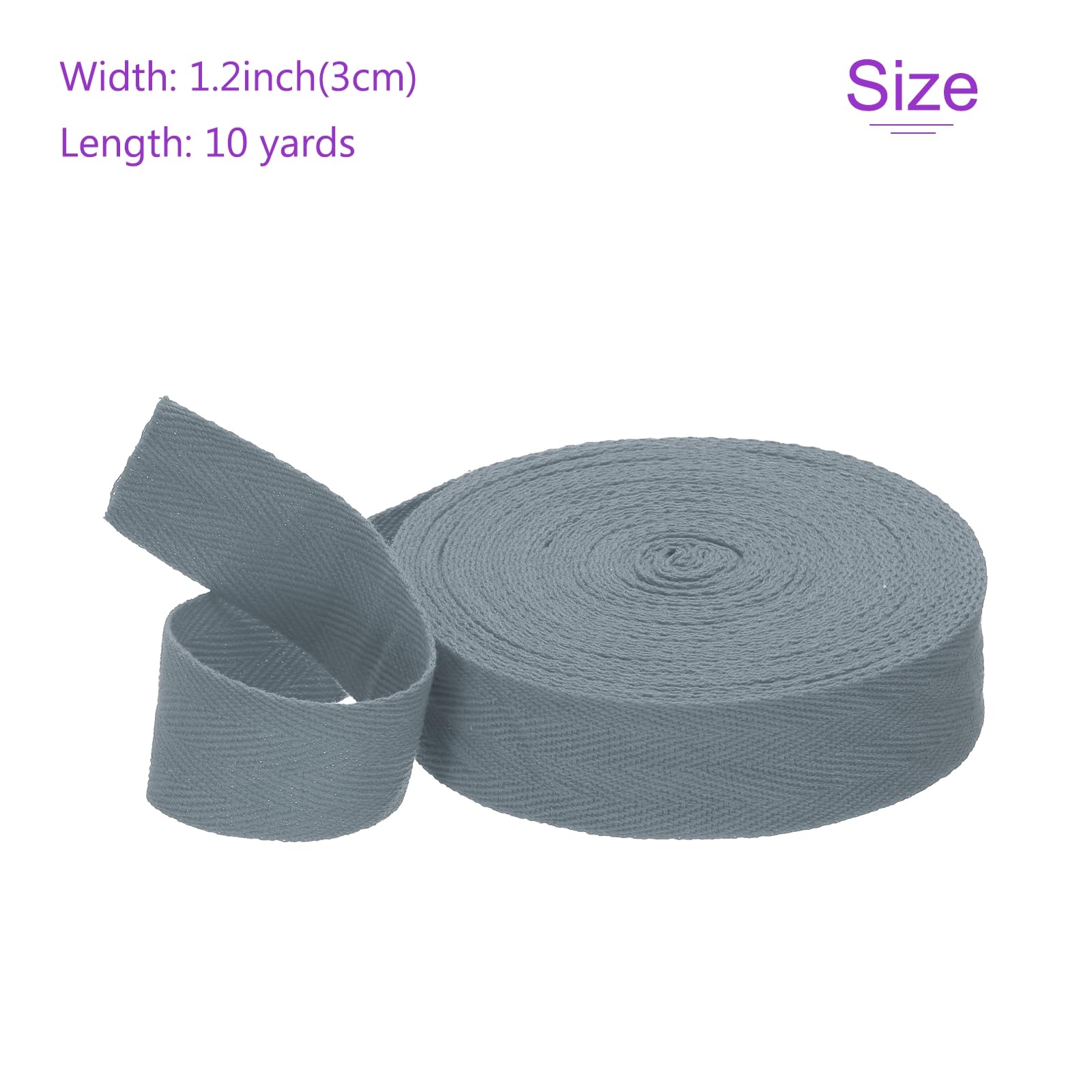 DMiotech 1.2"(3cm) 10 Yards Cotton Twill Tape Cotton Ribbons Bias Binding Tape Herringbone Tape Ribbons Gray for DIY Crafts Making Clothes - Image 3