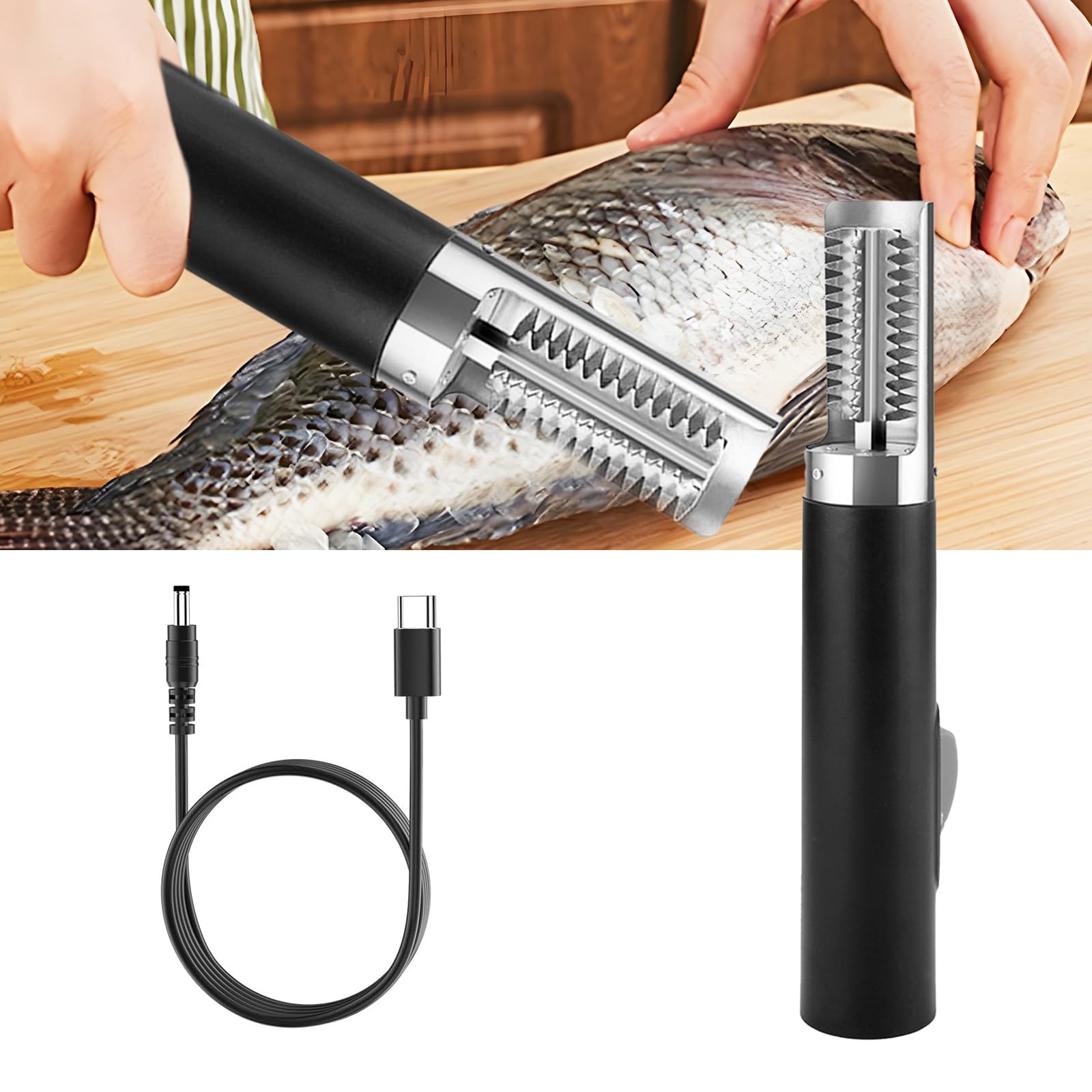 éCailleur à Poisson,125w 3000mah éCailleur à Poisson éLectrique Nettoyeur D'éCailleurs à Poisson éTanche Acier Inoxydable Avec Housse Protection éCailleur Pour Poissonneries Restaurants Cuisines