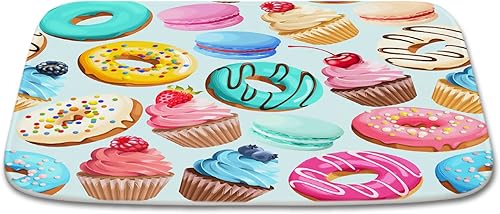 Miniatura 4 de Alfombra de baño de terciopelo coral con deliciosos cupcakes de postre, bocadillos, donas, tapete de baño antideslizante para decoración de baño,