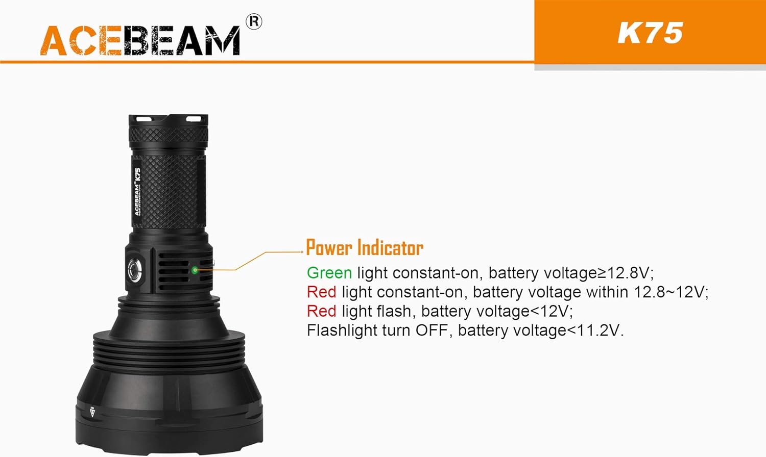 Bundle: Acebeam K75 Long Throw Search Light - 6300 Lumen, 2500 Meter throw with 4x Rechargeable batteries & 1A USB Digital 4-Slot charger