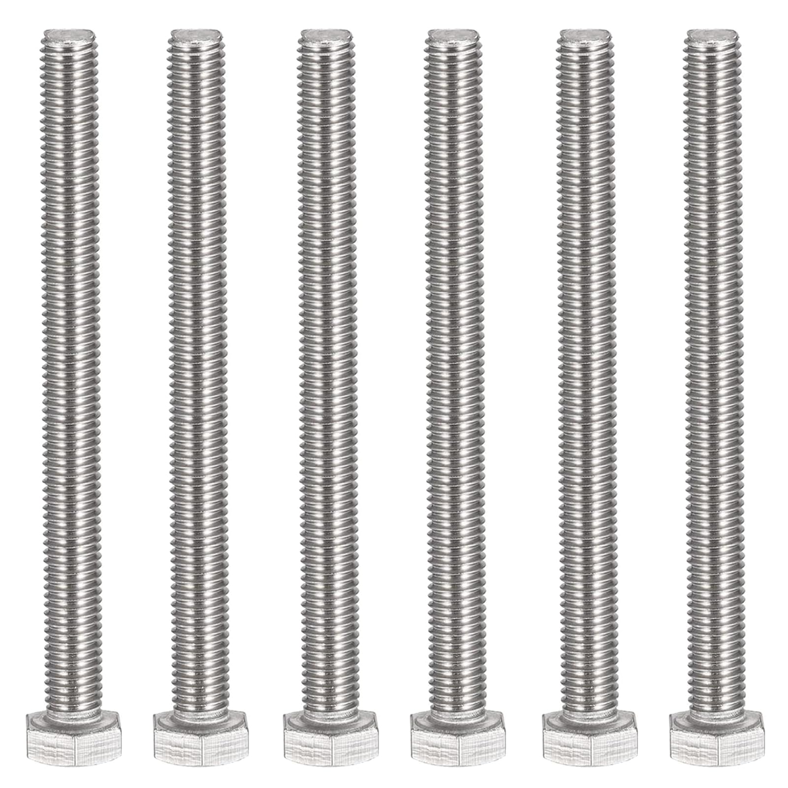 MroMax 6Pcs M10-1.5 Hex Bolts, M10 x 120mm Hex Head Screws Bolts, 304 Stainless Steel 18-8, Fully Threaded, External Hex Drive, for Mounting Chair,