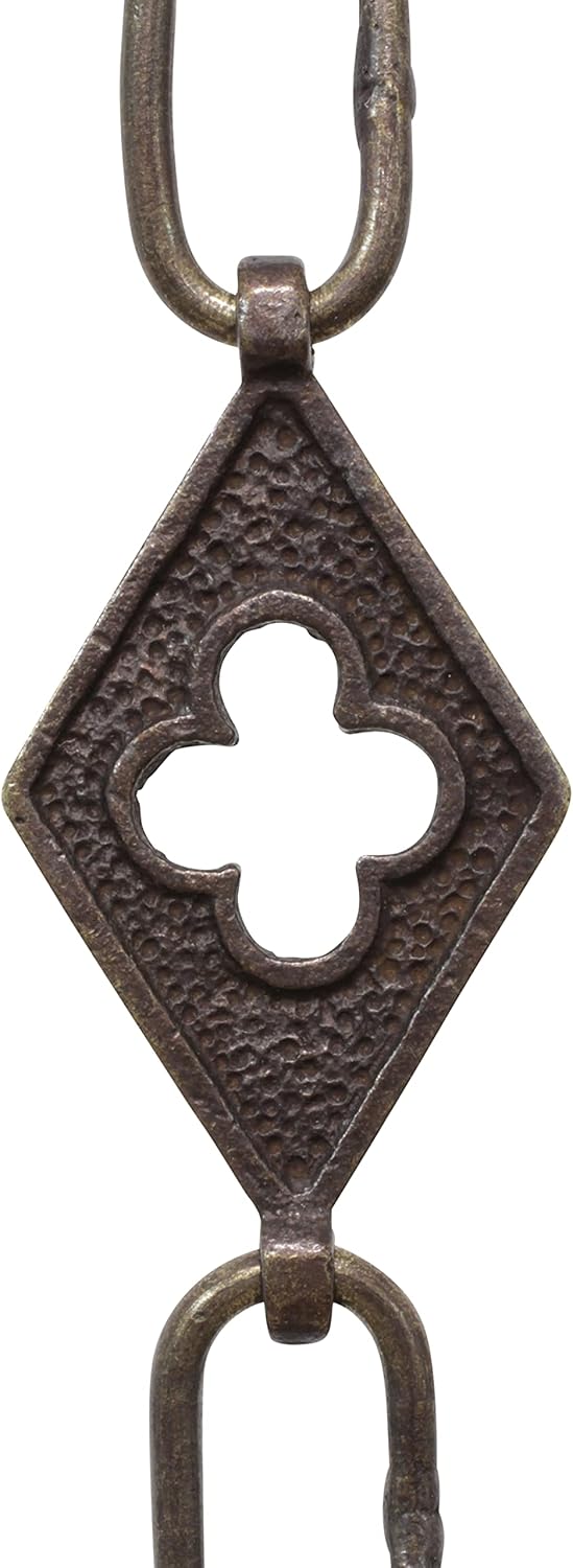 RCH Hardware CH-48-PN-3 | Decorative Solid Brass Chain for Hanging, Lighting - Diamond Motif Welded Links (3ft/ 1 Yard)