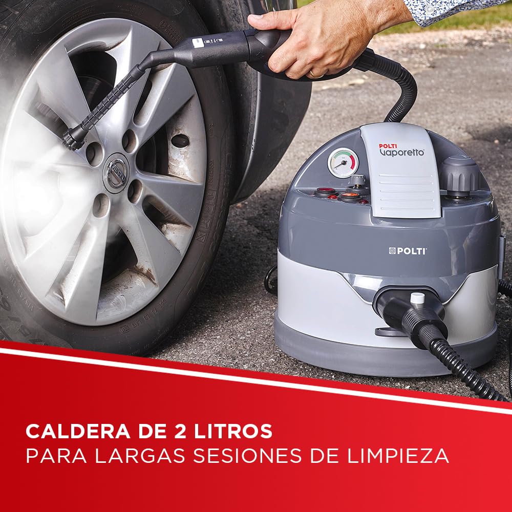Polti Vaporetto Eco Pro 3.0 con 20 Ampollas Kalstop Antical, Limpiador a Vapor con Caldera y Tapón de Seguridad, 2000 W, Depósito 2 L, 9 Accesorios, Fabricado en Italia, Gris