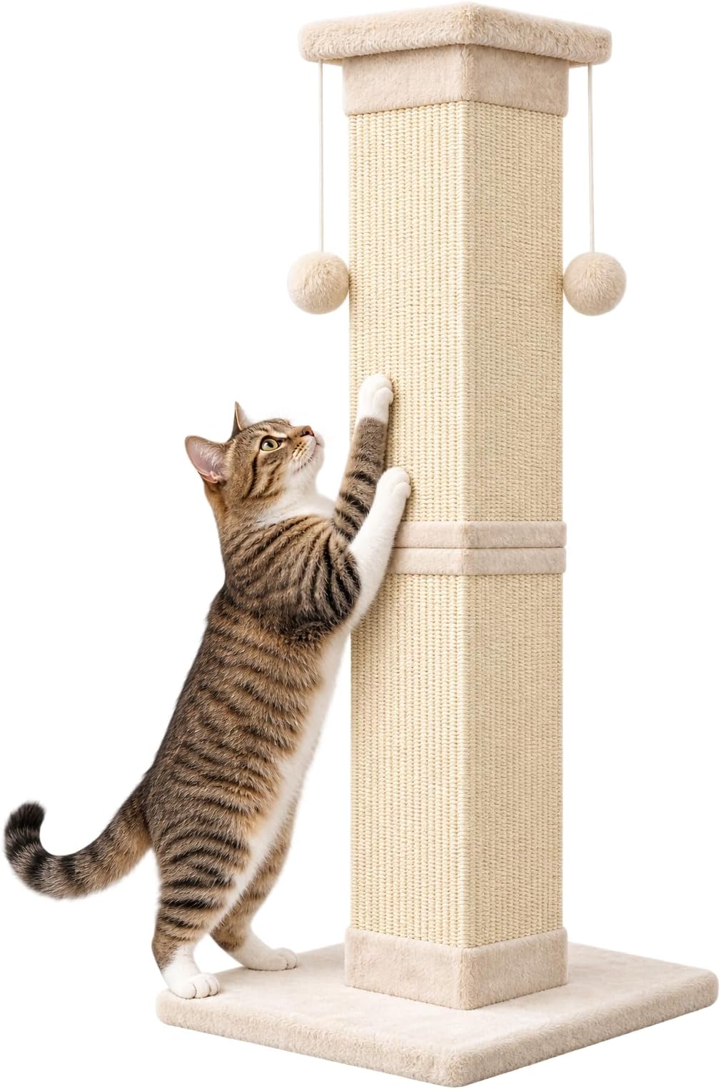 Cat Scratching Post 33 Inch Nature Sisal Cat Scratch Post for Indoor Cats, Large Cat Scratcher Protect Your Furniture, for All Breeds