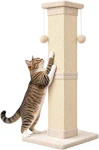 SOCATER 33 Inch Natural Sisal Cat Scratching Post for Indoor Cats