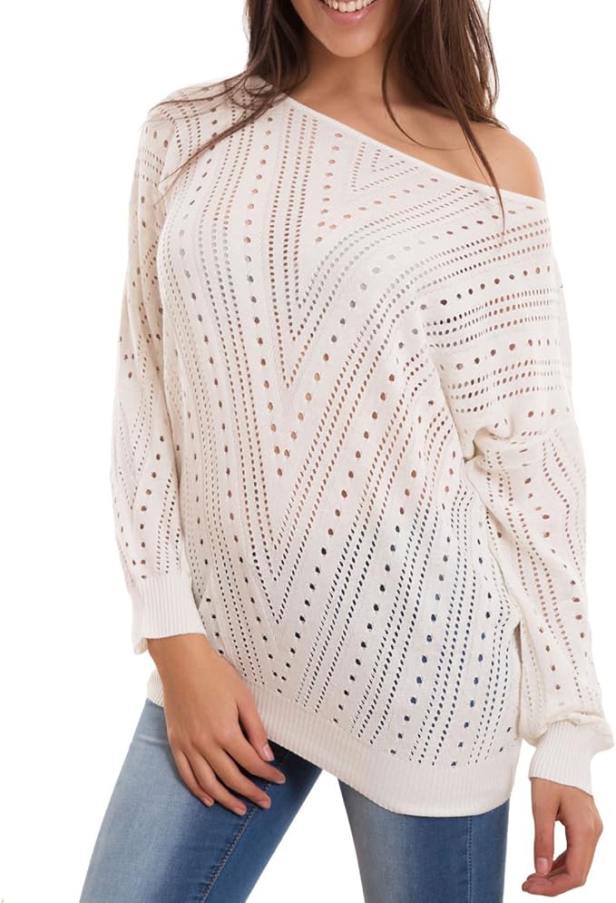 Maglione Donna in ciniglia panna con treccia Losan art.922-5005AA - Riti  Quality