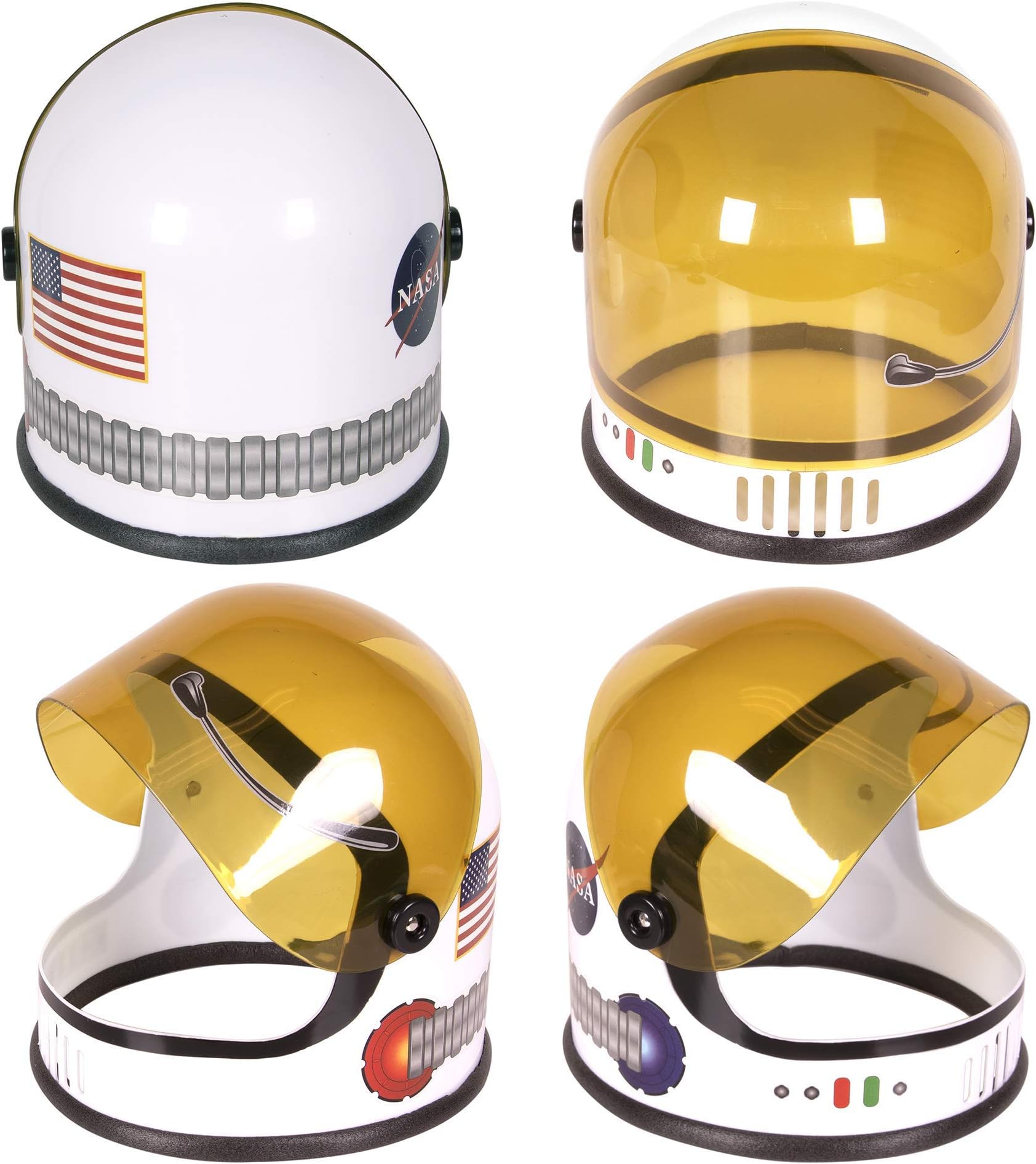 Narwhal Novelties Kids Space Helmet, Halloween Costume Helmet with Movable Visor - White, for Ages 5-12, Space Toy Helmet with Foam Padding, NASA Logo and USA Flag, Spacewalker Look