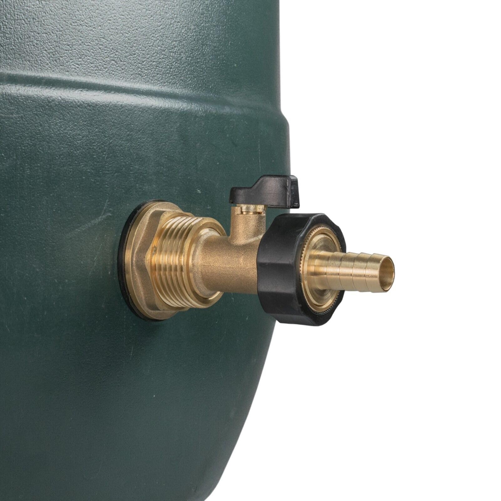 3/4" Water Butt Replacement Faucet – Brass Metal Lever Tap with UK Bib Outlet & Hose Barb Adapter,Quick Connect Garden Hosepipes (Brass Valve 1/2 Barb) — image 1