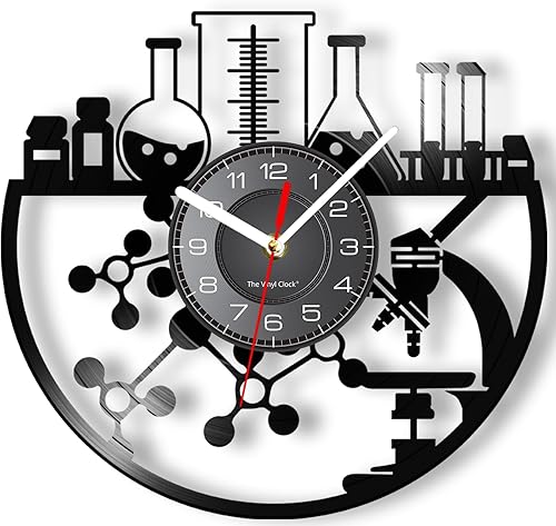 Reloj de pared químico de 12 pulgadas, reloj de pared silencioso de cuarzo sin tictac, funciona con pilas, moderno, decorativo, química, analógico,